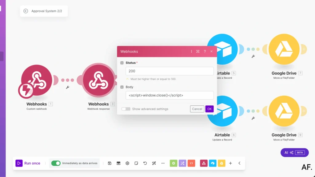 shows second value webhook module