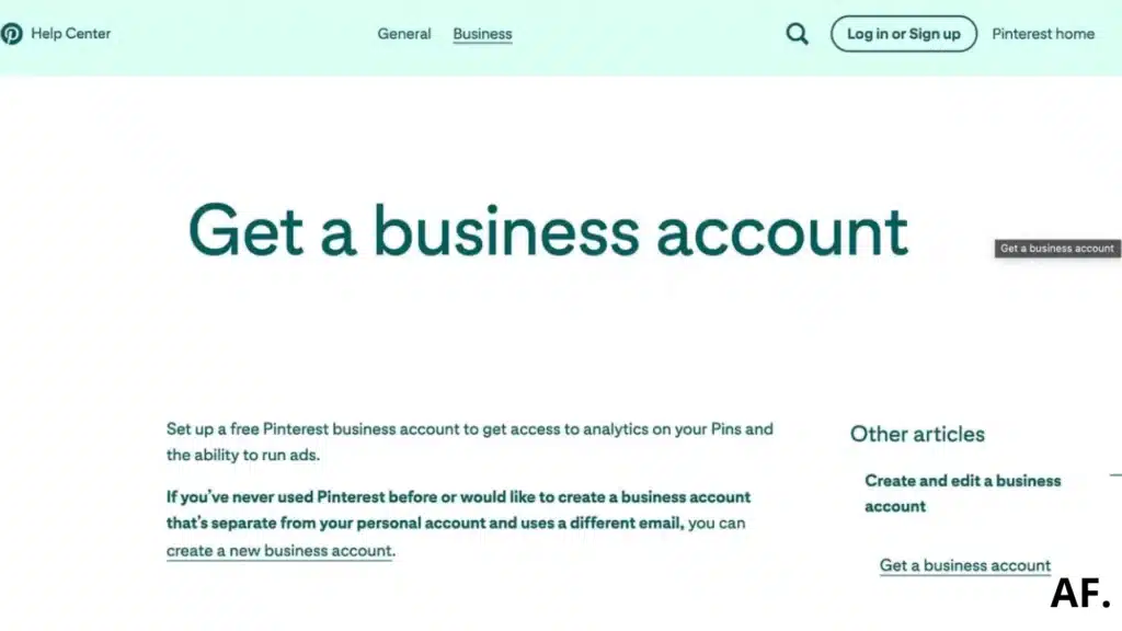 business account pinterest