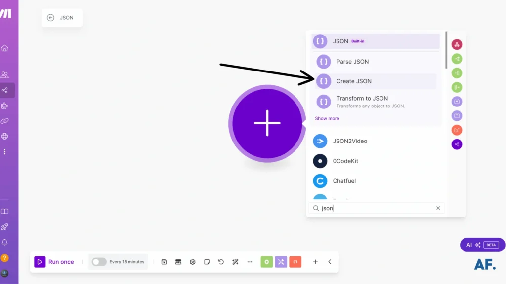 shows where to create a json