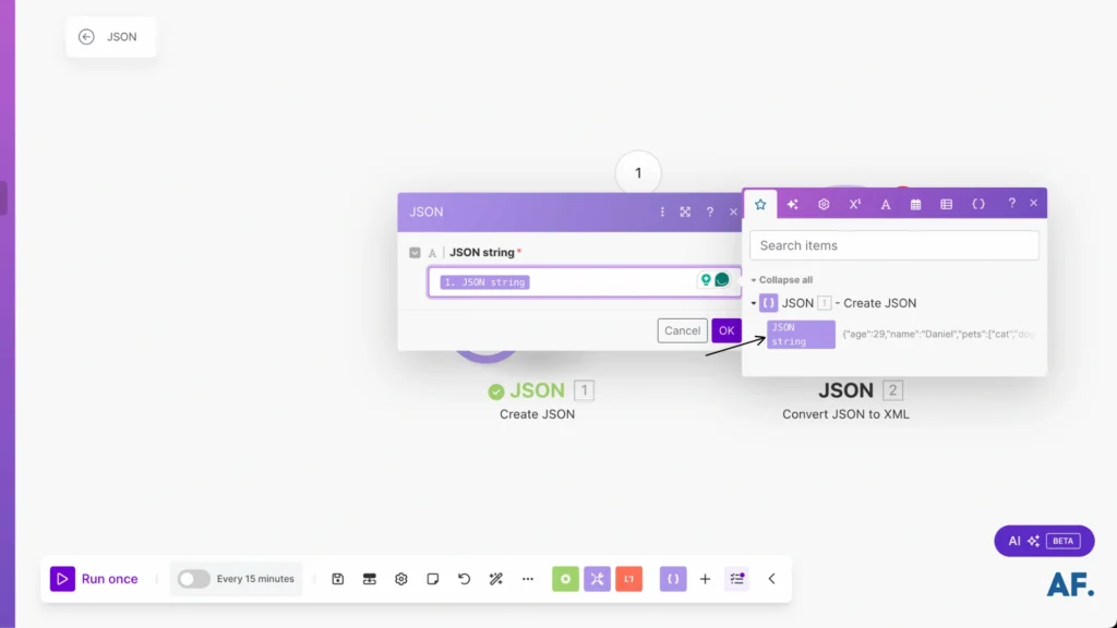 shows where json string data