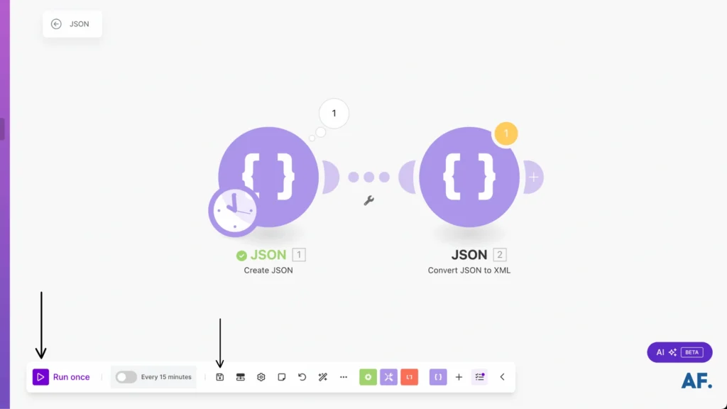 shows where to save and run the scenario