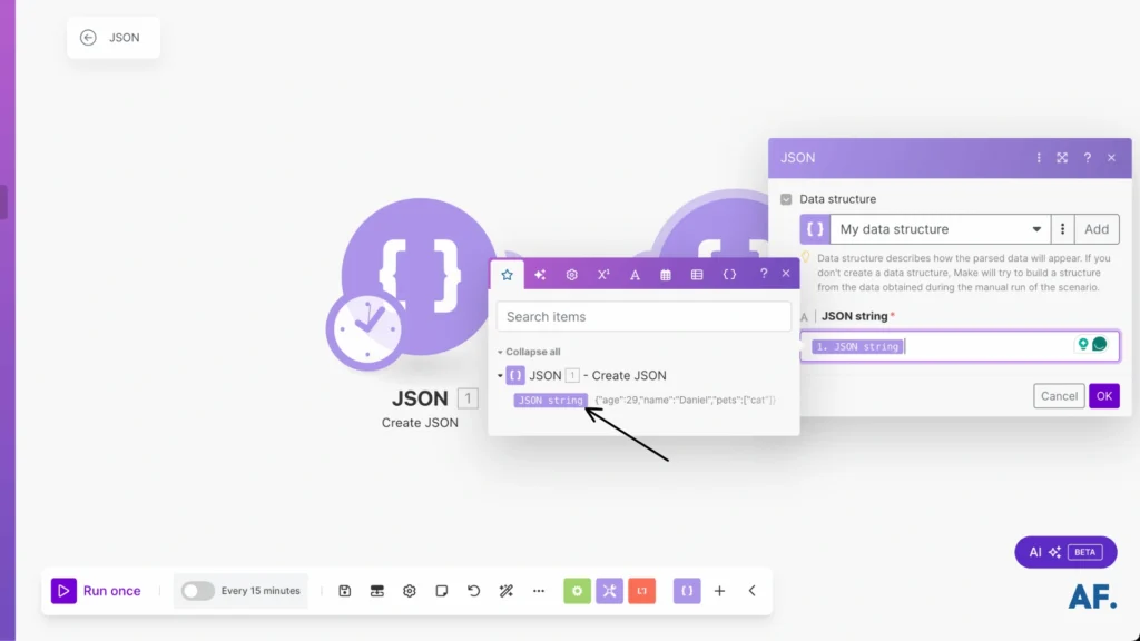 shows where can we add json string