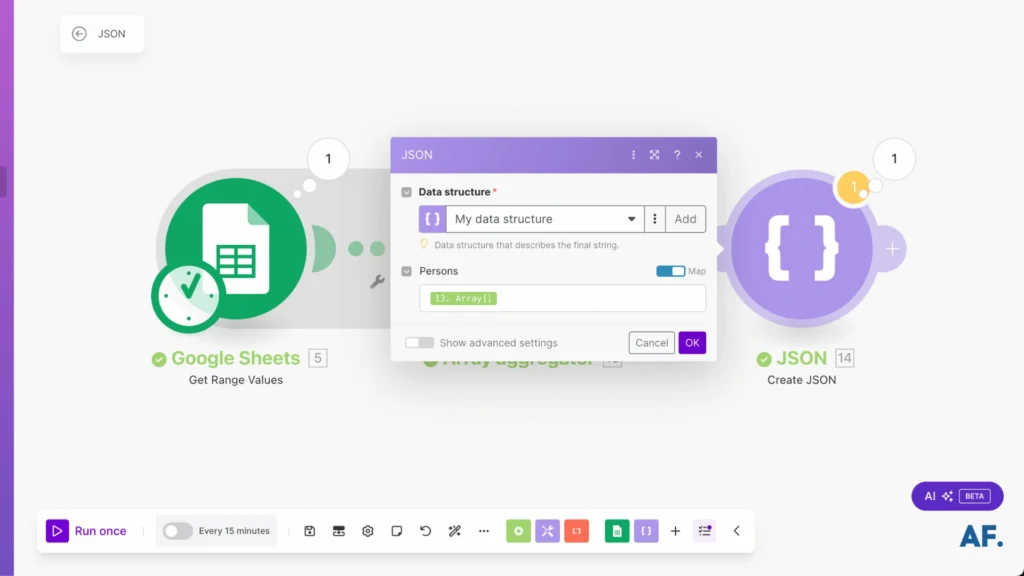 shows final look of create json