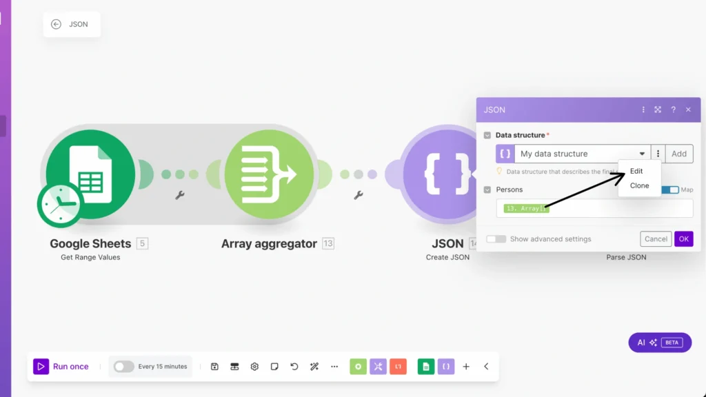shows where to edit data structure on the image