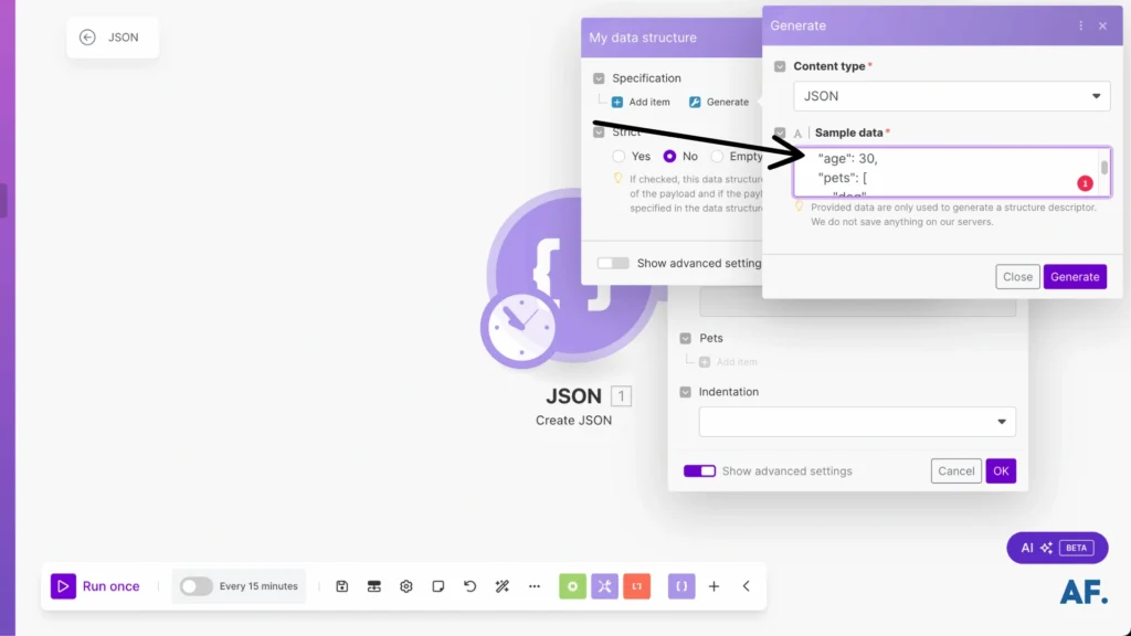 shows where we put json 