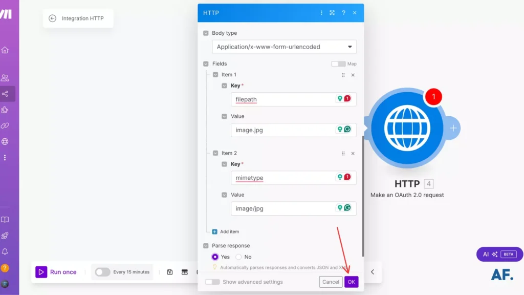 shows where to click
