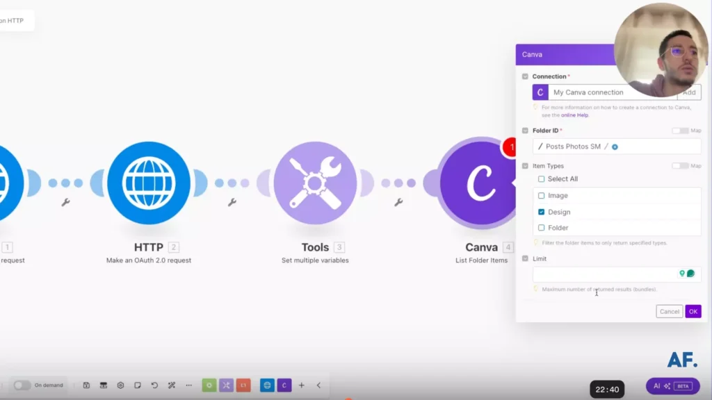 shows values filled of canva module