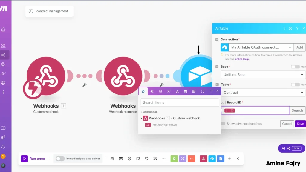 mapping on ID of webhook