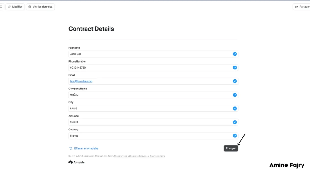 filled form