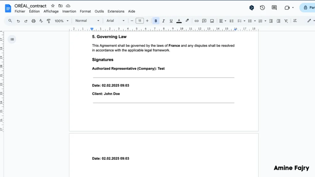 shows inside of the contract page 2