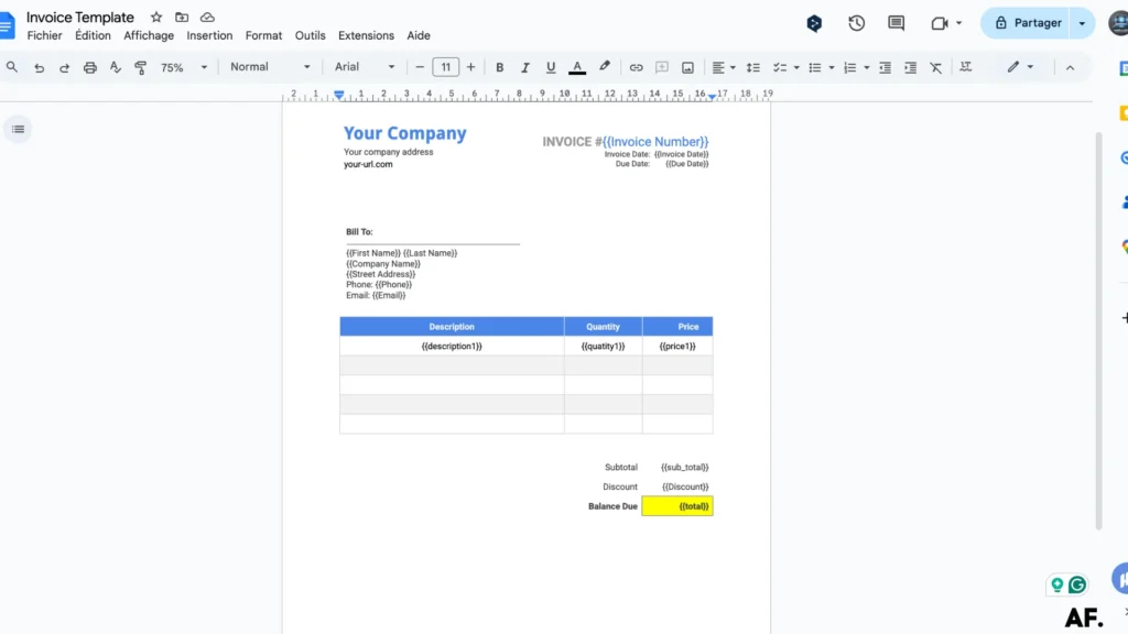 second zoomed screenshot of invoice