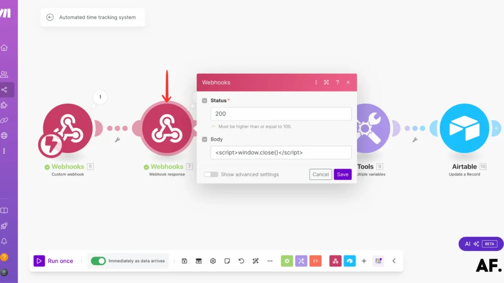 shows the script to add