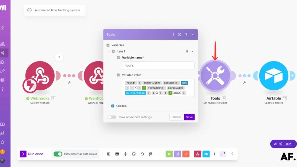 shows set multiple variables module