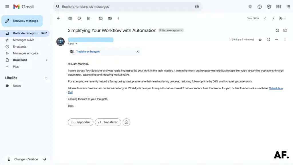shows the second follow up email