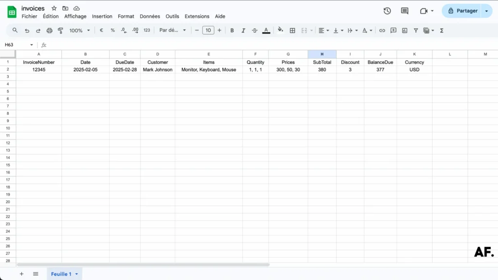 google sheets and values