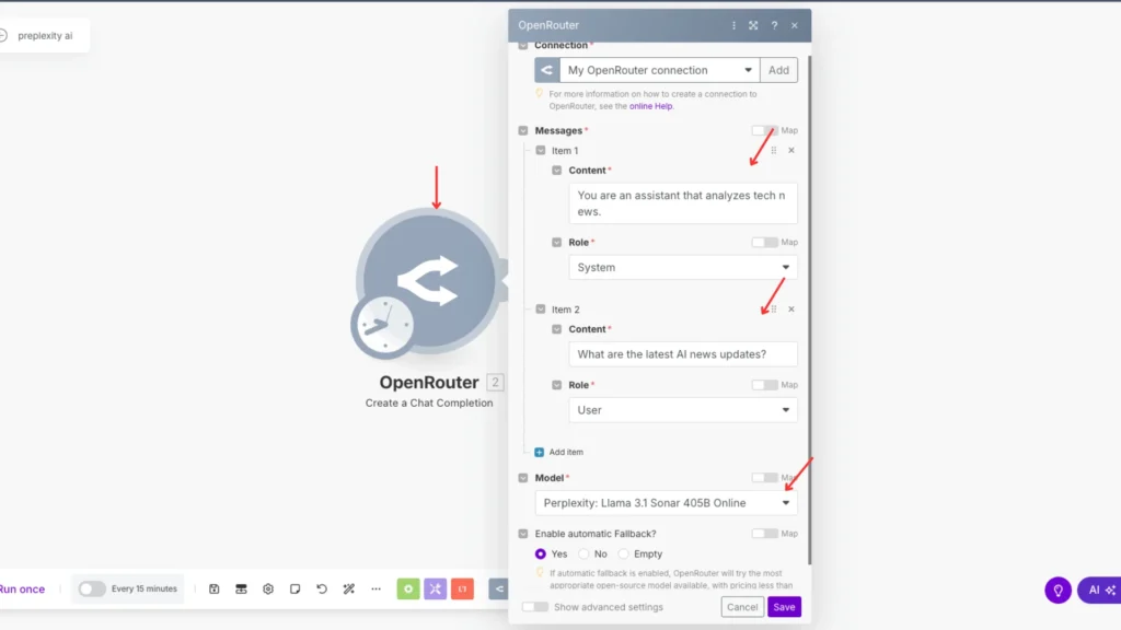 open router look and values in make