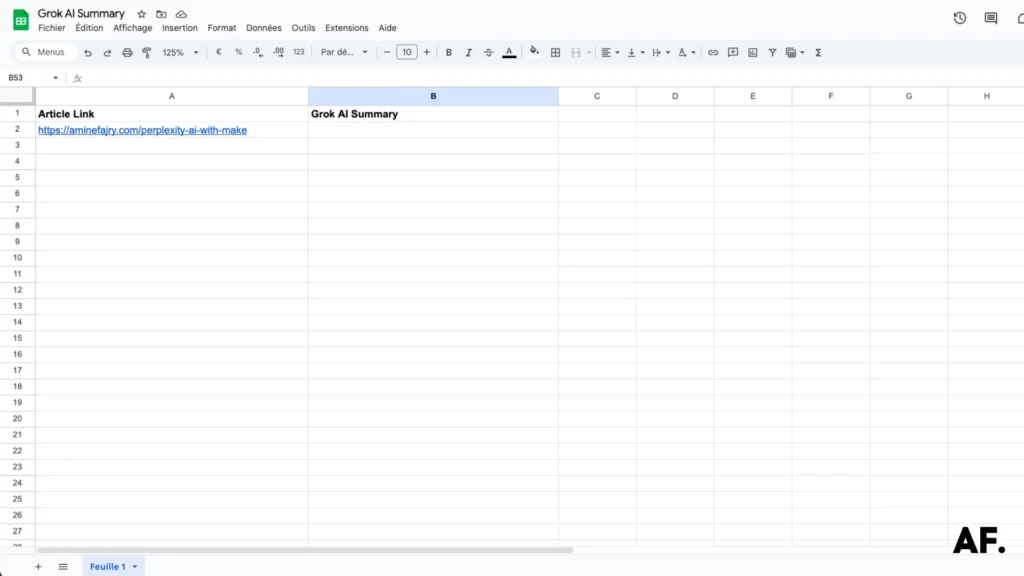 screenshot of google sheets